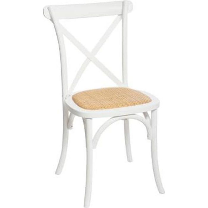 chaise bistrot en bois - atmosphera créateur d'intérieur - isak - design & vintage - blanc & naturel