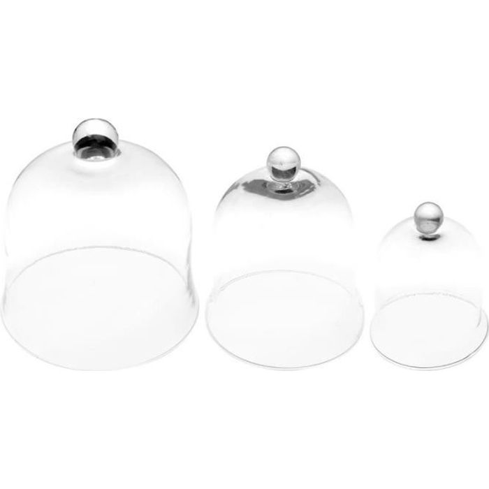 Lot de 3 Cloches en Verre 23cm Transparent