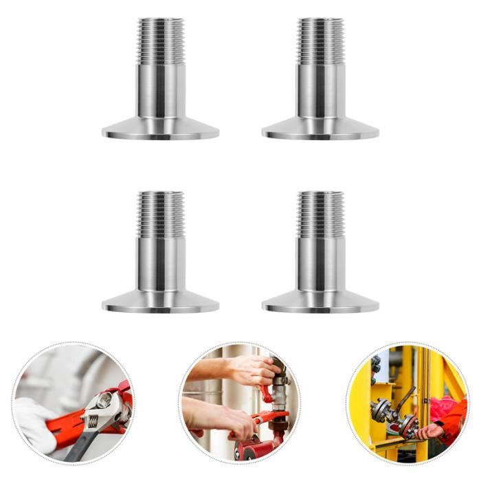 2 Raccords De Tuyauterie Sanitaire En Inox 304 - Diamètre 38mm (1-1/2"), Type Barbe Tri, Avec Collier