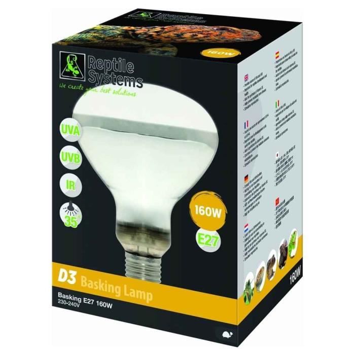 Reptile Systems - Lampe Basking D3 E27 pour Reptiles - 160W