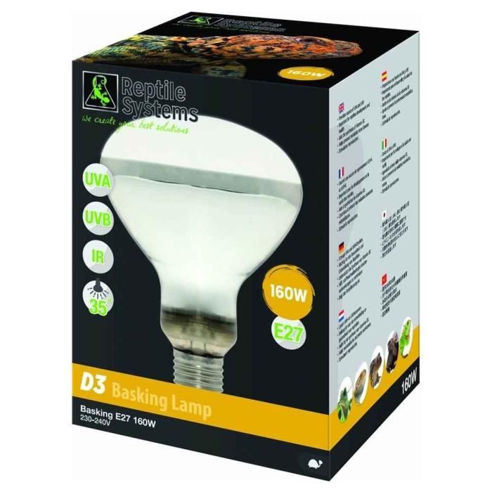 Meilleurs prix pour Reptile Systems - Lampe Basking D3 E27 pour Reptiles - 160W