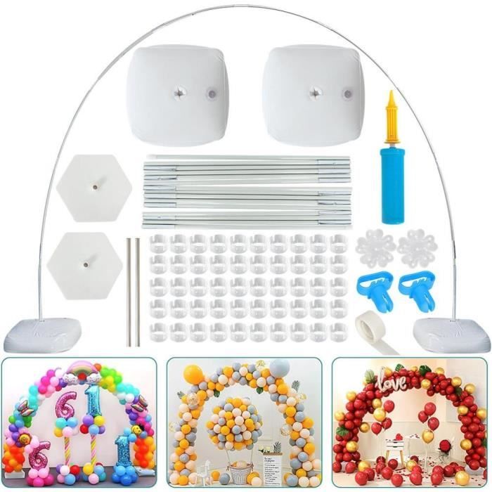 Kit de support pour arche de ballon - SALALIS - Base hexagonale - Tube en acier - Tige en fibre - Pompe incluse