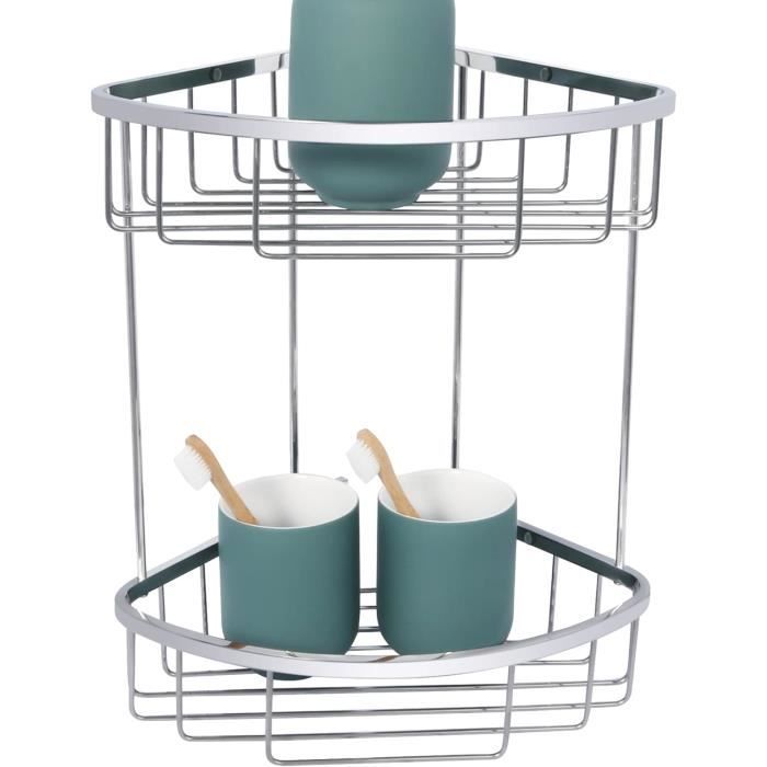 Metalex 403710322 Orbit Étagère D'Angle 3 Étages Acier Inoxydable Argent 21 X 21 X 53 Cm