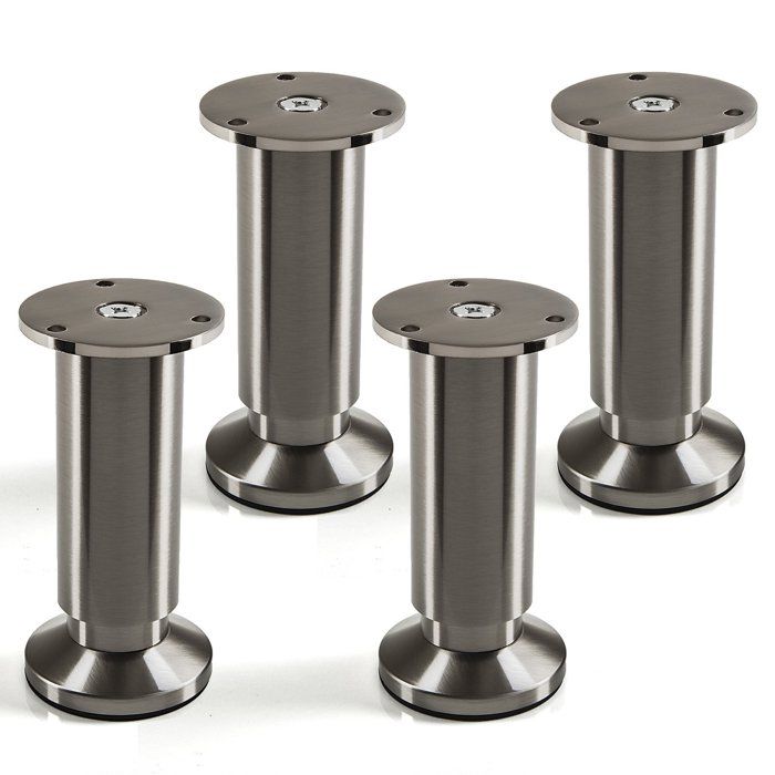 Pieds de meuble - SOTECH - ALPHA - Acier inox brossé - Hauteur 120 mm (+15 mm réglable) - Charge 250 kg