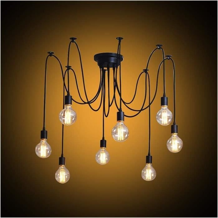 Mengjay Lustre Suspension Araignée Vintage 2 Bras - Lampe Plafond DIY Ajustable E27, Style Rétro Moderne