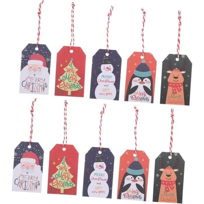 Étiquettes Cadeau Noël GKONGU - 28 Pièces Avec Cordon Doré - Pour Emballage Cadeaux Et Décoration Sapin