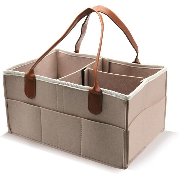 Supatmul Panier à Couches Pour Bébé En Feutre - Organiseur Chambre Bébé Avec Poignées, Rangement Couches, Lingettes, Bouteilles Et Jouets