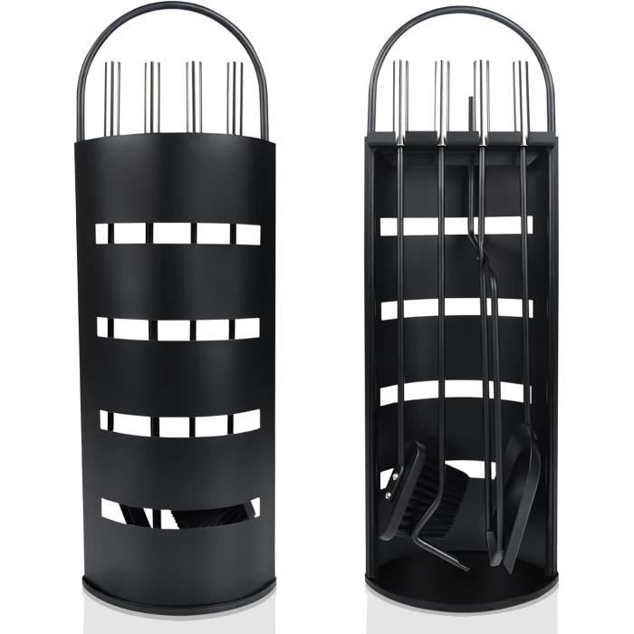 Ensemble D'outils De Cheminée Vintage 5 Pièces - Métal Chromé Décor Voilier - Comme Neuf