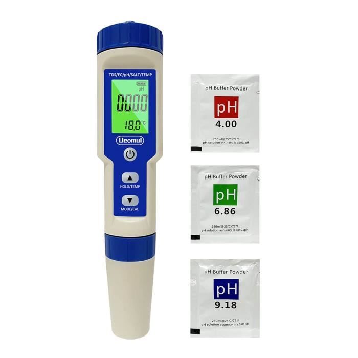 Ueomul 7-in-1 PH TDS EC Zout ORP SG Temperatuur Waterkwaliteitstester - Professionele Meter