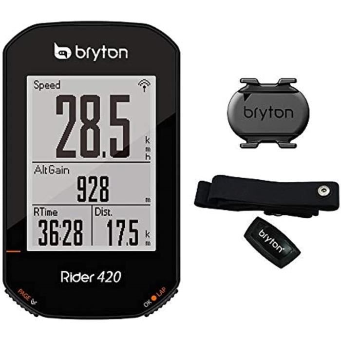 Bryton Mixte 420t Rider avec cadence et bande cardio, Noir, 83.9x49 ...
