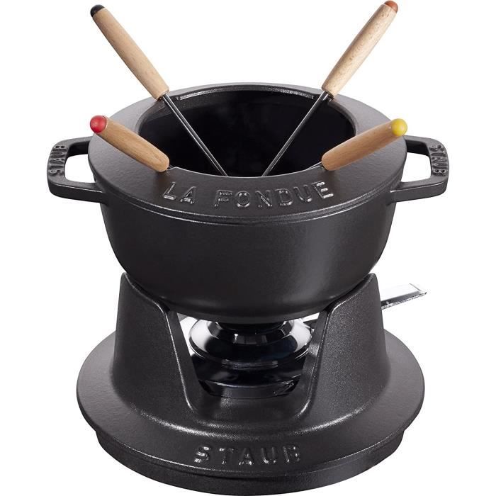 Service à Fondue Le Creuset - Poêlon En Fonte Orange - 4 Fourchettes - Boîte D'origine
