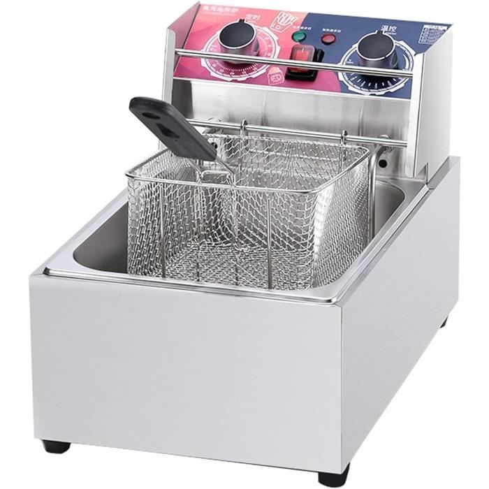 6L Friteuse Électrique Commerciale Friteuse À Copeaux En Acier Inoxydable Avec Minuterie Et