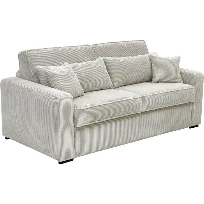 Canapé 4 places convertible express en velours côtelé beige - Couchage 160 cm - Matelas 16 cm - MONDOVI