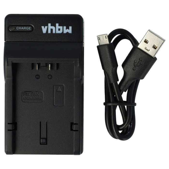 vhbw Chargeur USB de batterie compatible avec Panasonic Lumix DMC-FZ7, DMC-FZ8, DMC-FZ18, DMC-FZ28 batterie appareil photo digital,