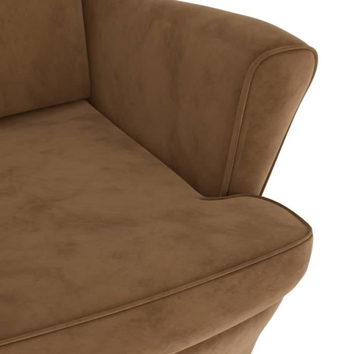 Fauteuil - VINGVO - Marron Velours - Style Vintage - Relaxation