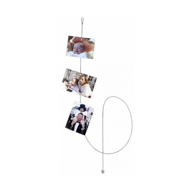 Walther Design Corde Photo Argent 1,5m Métal MD150S - Aimants Puissants Pour Affichage