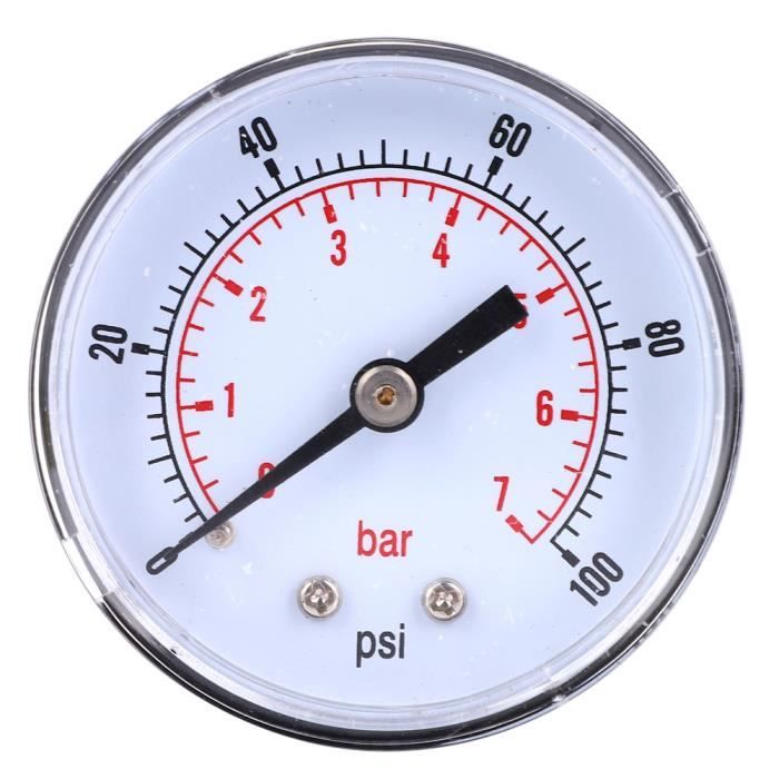 LetCart Manomètre à Vide -1~0 Bar / -30~0 InHg – 1/8'' BSPT, Acier Inox & Laiton, Pour Huile, Air, Eau, Gaz