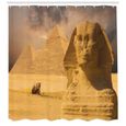 Abakuhaus égyptien Rideau de Douche, Sphinx Old Face, 175 x 200 CM, Ambre Sable Marron-1