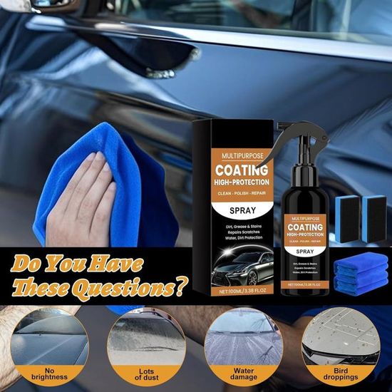 Spray Nano Protection 3 En 1 Pour Voiture – Brillance Instantanée Et Durée Longue – Compatible Toutes Peintures