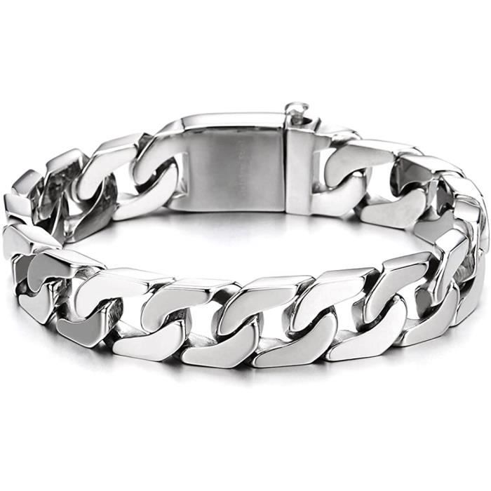 Gourmette homme acier maille cheval 9 mm – 19 à 27 cm