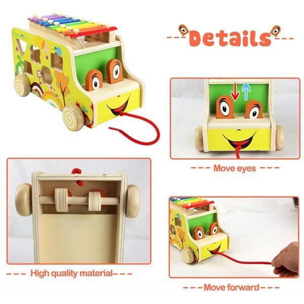 Voiture à Pousser En Bois Avec Xylophone Mertens - Jouet Éducatif Pour Enfants Dès 18 Mois