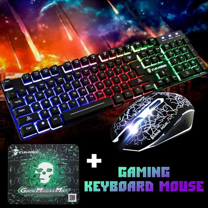 Clavier GENERIQUE Clavier Gamer Mécanique Compact Rétro-éclairé Arc-en-ciel LED Clavier pour Joueurs Blanc