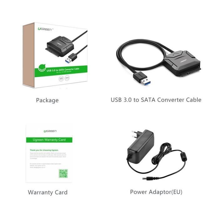 Adaptateur disque dur USB 3.0 SATA Câble 50cm pour 2.5 3.5 Pouces