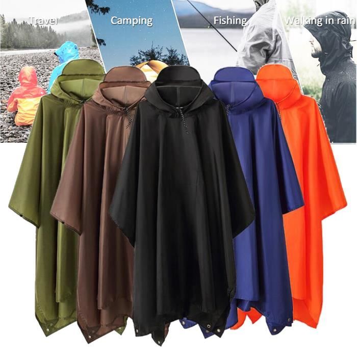 Veste De Pluie Longue WUERKIYA - Imperméable & Respirante Unisexe - Capuche Et Bandes Réfléchissantes - Taille Unique