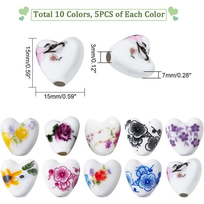 Créez des bijoux avec 10 perles en céramique imprimées fleurs roses !