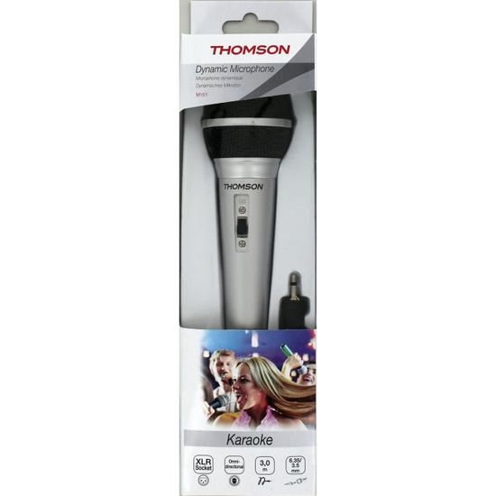 Microphone Dynamique Thomson M150 - Fiche Jack 3,5mm - Câble 3m - Pour Fêtes Et Karaoké