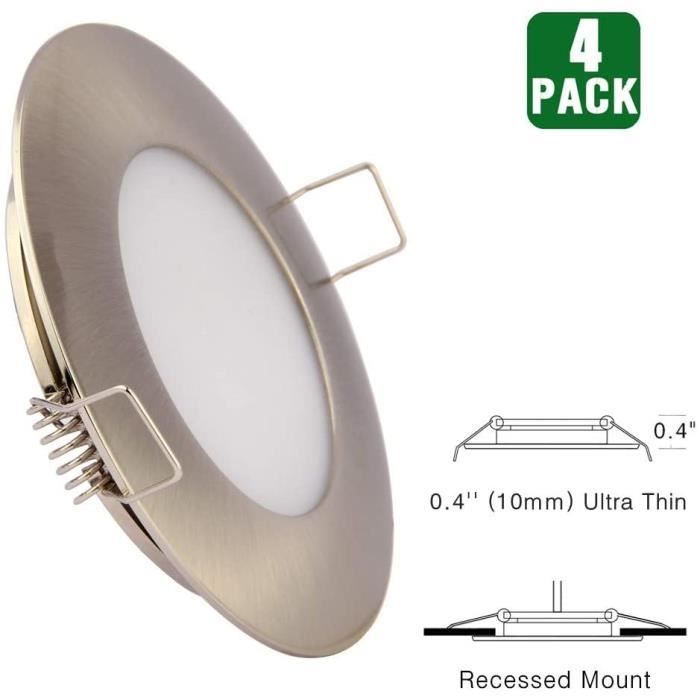 4 Spots LED Encastrables 12V Extra Plats - Pour Camping-car, Van, Salle De Bain