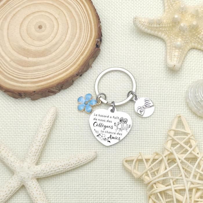 Porte-clés Cadeau Collègue - "Le Hasard Fait Des Collègues, La Chance Des Amis" - Cadeau Départ Ou Amitié