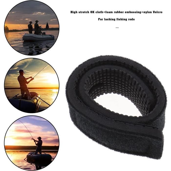 ECSiNG 10pcs Sangles de Canne à Pêche pour Attacher Cannes à Pêche Réglable Extensible Support Ceintures Bande Magique Ceinture Fixe Matériel de Pêche Cravate Sac Accessoires