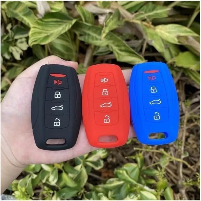 Coques De Clé Housse Clé Voiture Silicone À 4 Boutons Étui Caoutchouc ...