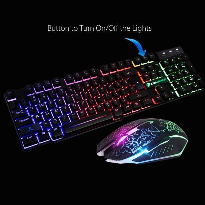 Pack Gaming Trust GXT 1794 - Clavier Rétroéclairé AZERTY, Souris Sans Fil 80h, Tapis - Noir