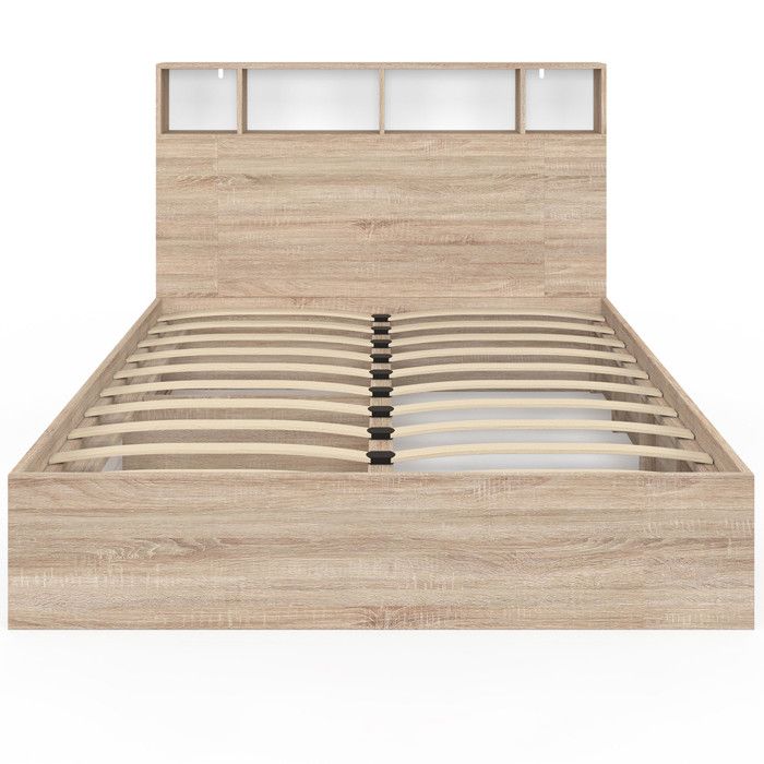 IDMarket Lit Double Charlotte 140x190 Cm Avec Tête De Lit Et Sommier - PVC Blanc