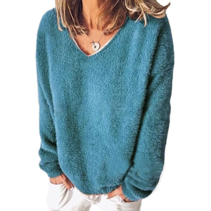 Pull Col V Femme – Tissu Doux Et Chaud, Manches Longues | Style Décontracté, Parfait Pour La Saison Froide
