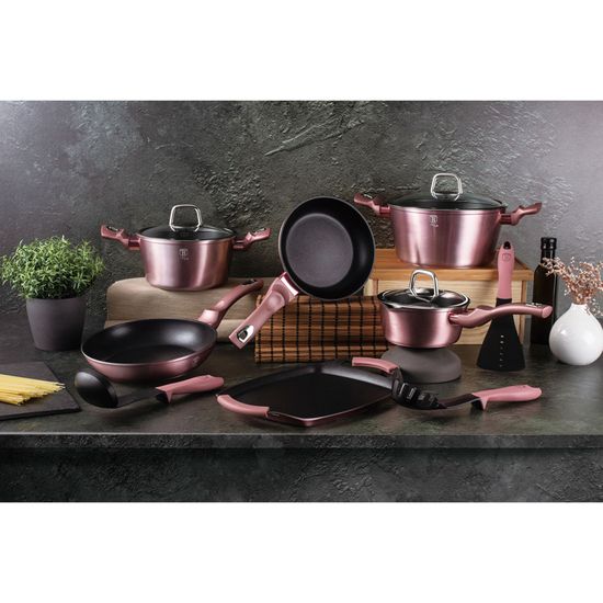 Batterie de Cuisine à Induction 10 Pièces Aluminium Antiadhésif sans PFOA, , Noir, Berlinger Haus, Black Rose | Rakuten