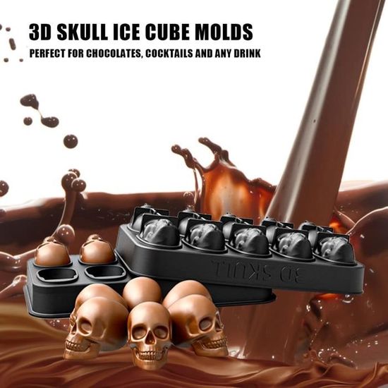 Tête De Mort Moules À Glaçons, 3D Tête De Mort Ice Cube Avec Couvercle