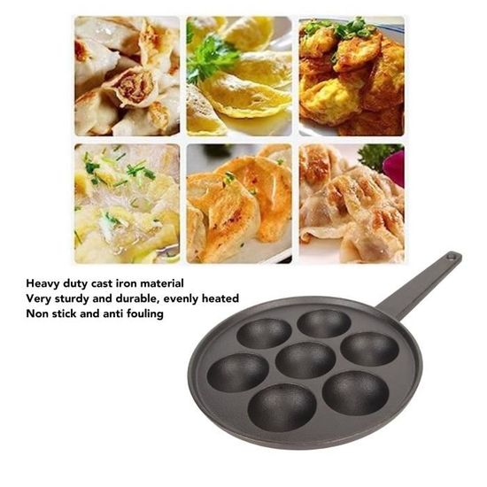 Poêle Takoyaki En Fonte 14 Trous - Antiadhésive Avec Poignée Amovible | Pour Boulettes Japonaises Et Crêpes