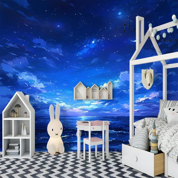 Tapisserie Murale Ciel étoilé 350x256cm - Décoration Chambre Bohème - Polyester Facile à Entretenir