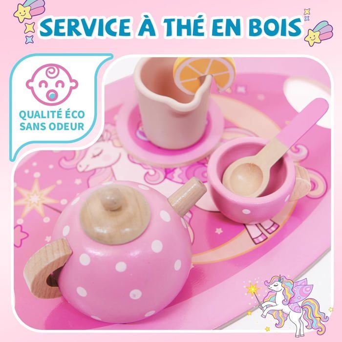 Jeu Rôle Princesse Service à Thé Licorne Pour Enfants - Jeu De Rôle Avec Desserts Jouets Airlab Service A The En Bois