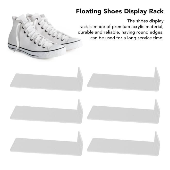 6pcs Étagères à chaussures flottantes Acrylique Étagère murale de chaussure  pour Sneaker Collectible Rack Home Decor Couleur Blanc Couleur