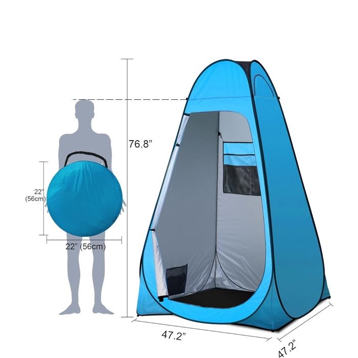 Tente Douche Pop-up WolfWise – 120x120x190cm, UPF 30+, Cabine Change/Toilettes, Anti-UV, Léger (1.95kg)