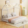 Moderne Lit enfant extensible,canapé-lit 90-180 x 190 cm,lit en bois massif avec sommier à lattes,blanc,adaptés à un appartement-0