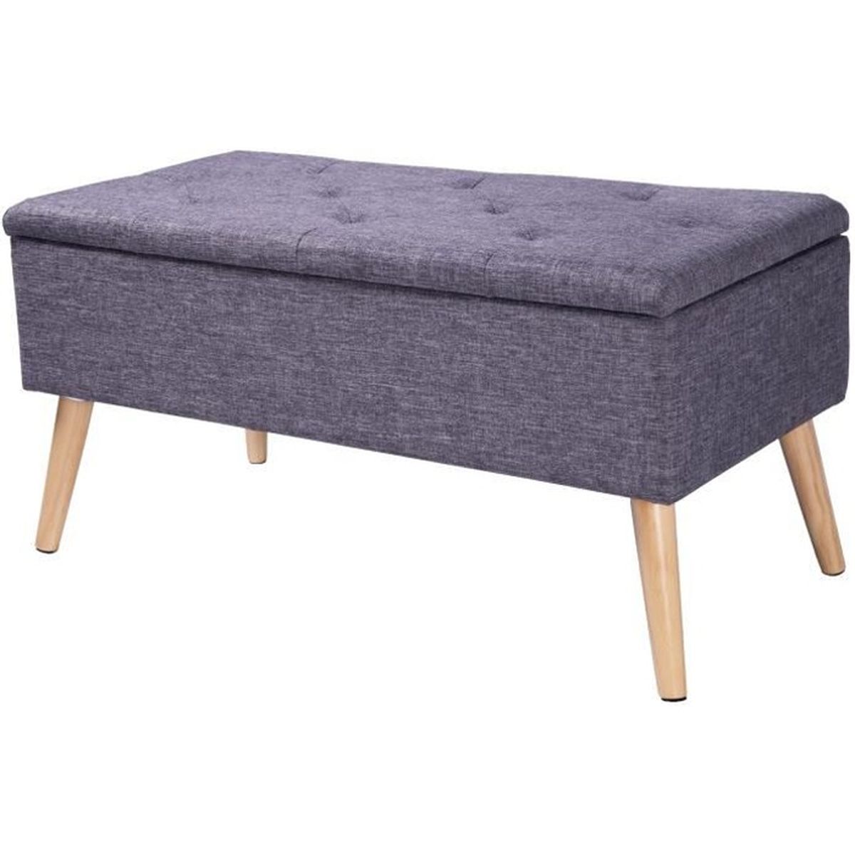 Pouf De Rangement Pliable En Lin - Tabouret Bas 37,5x37,5x38 Cm - Gris Foncé