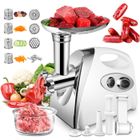 KITYTETY 2 en 1 Hachoir à Viande Électrique - Hachoir à Légumes Professionnel - 2800W - 3 Inox Disques & 4 Lames & Kit de Saucisse - Blanc