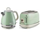 Pack ARIETE Bouilloire électrique 1L + Grille-Pain Acier Vert Vintage Rétro