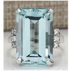 U7 Bague en argent 925 avec aigue-marine pour femmes - Bijoux de mariage - Taille 8