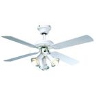 Ventilateur de plafond réversible FARELEK MALDIVES - Ø 107 cm, 4 pales laquées blanc + éclairage 3 spots 60 W E14